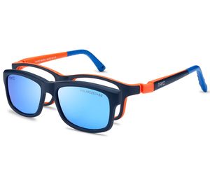 Nano Crew Solar Clip 3.0 Kids Eyeglasses Matte Navy/Orange 