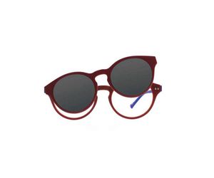 iGreen Plus-10 CM08 Kids Eyeglasses Matt Dk Red/Royal Blue Clip Polarized Dk Red