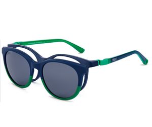 Nano Glitch Solar Clip 3.0 Kids Eyeglasses Navy Matt/Green