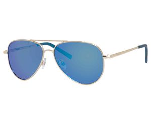 Polaroid Kids PLD-8015/N Sunglasses Polarized Gold/Gray Blue Mirror-0J5G-JY