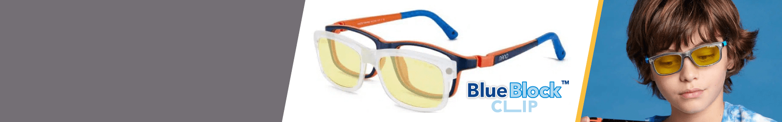 White Nano Blue Block Clip Kids Glasses